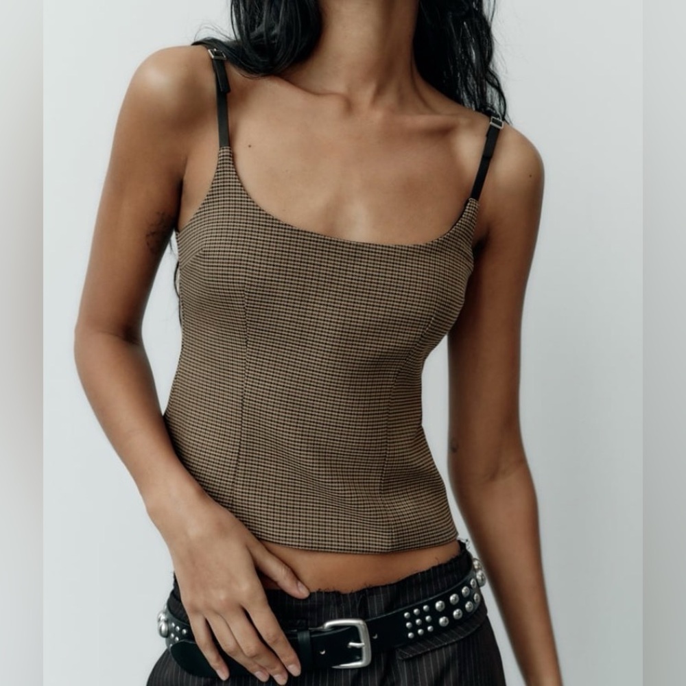 Zara HOUNDSTOOTH TOP